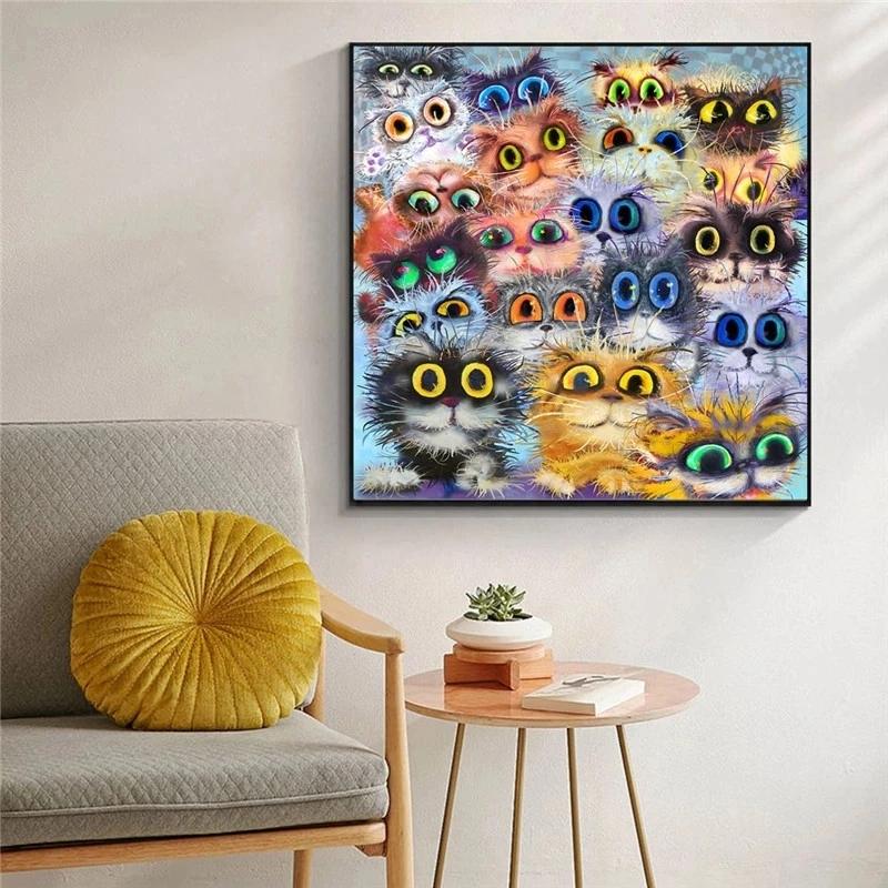 Barva Roztomilá kočka Animace Obrazy na zeď Malba na plátně Plakáty a grafiky Fotografie Dětský pokoj Obývací pokoj Home Decorati