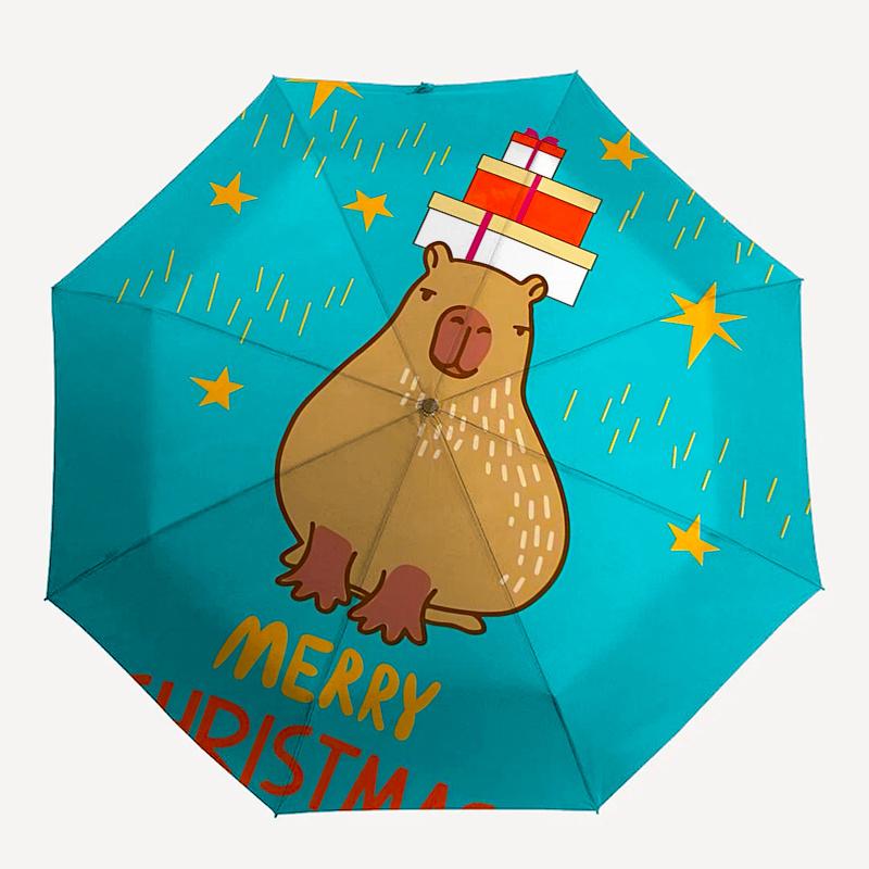 Capybara Themed Travel Umbrella-8 Ribs Automatic Opening and Closing, Portable Folding Design, Compact and Stylish Umbrella Suitable for Out