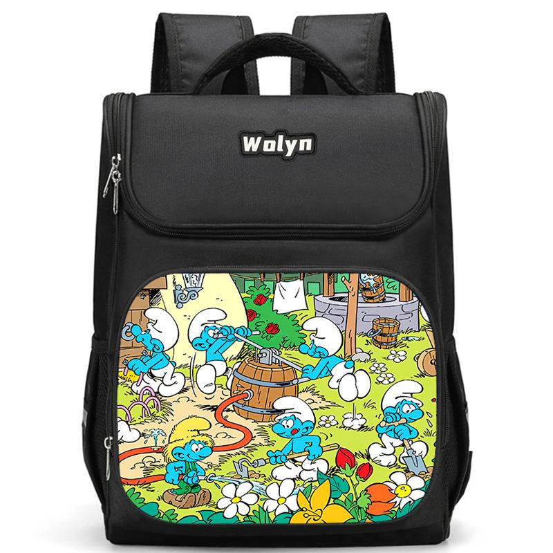 Smurf Anime Backpack Student Schoolbag Computer Bag