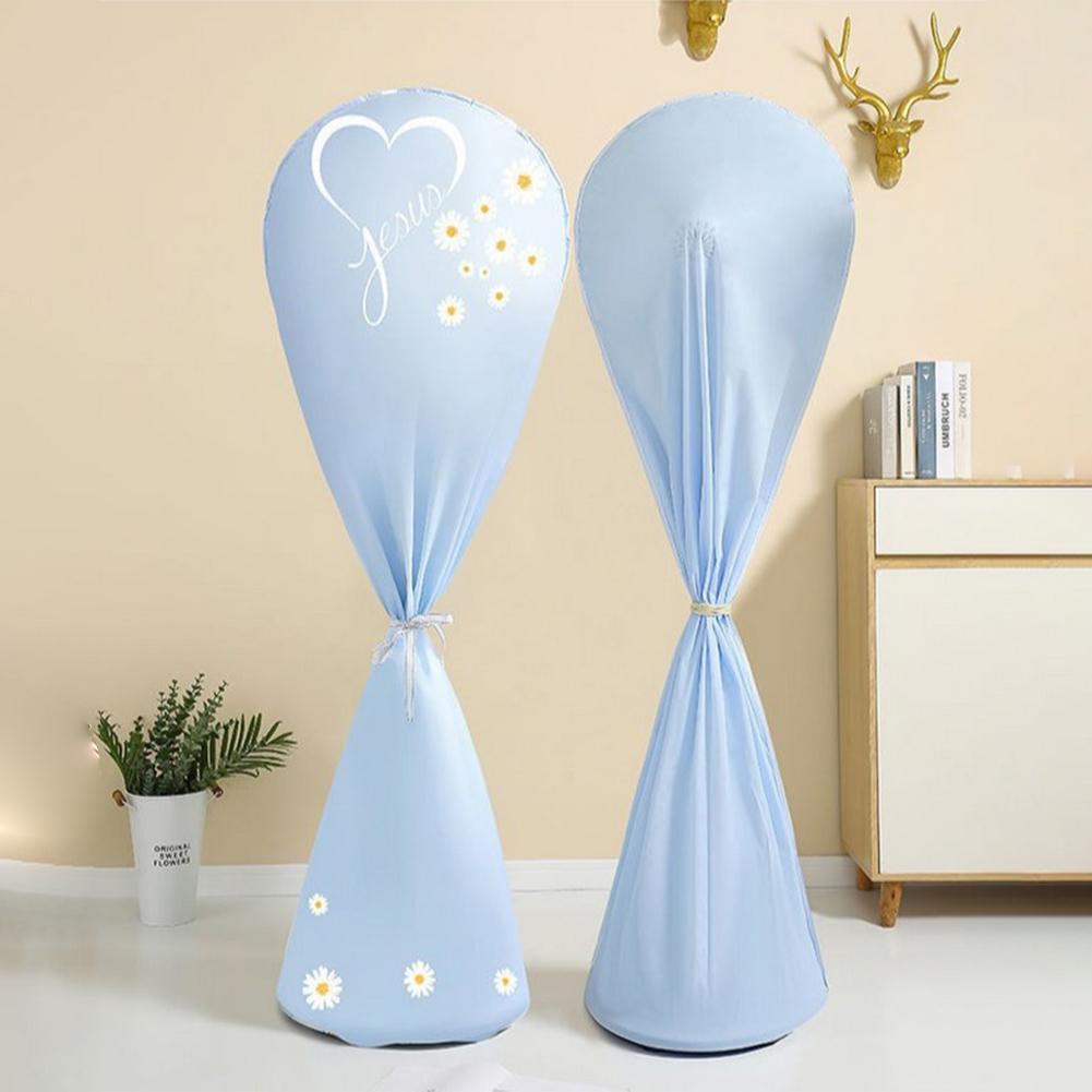 Copri ventilatore in tessuto grigio con stampa floreale a cartoni animati e chiusura con coulisse