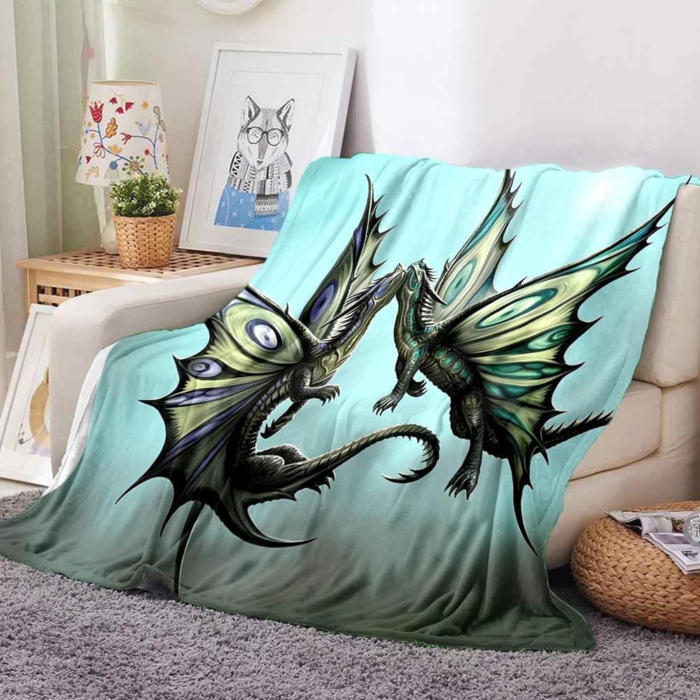 Dragon Fight Flannel Blanket Throw Blanket Soft Warm Sofa Bed Camping Home Decor Unique Christmas Gift Cs9221