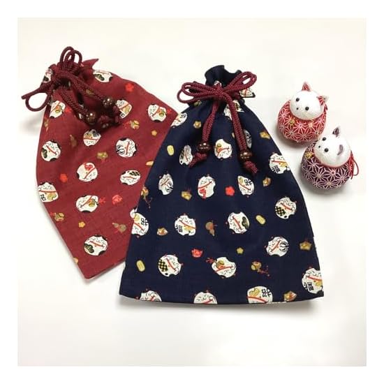 Kyosuke Made In Japan Goshuin-cho (Stamp Book) Case, Drawstring Bag, 100% Cotton, Approx. 26.5×18cm,