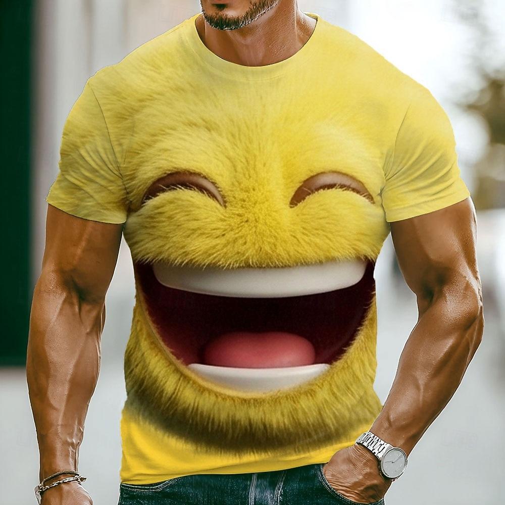 Men s Funny Emotes T Shirt Short Sleeve T shirt 3D Print Crew Neck Shirt Fashion Exaggerated Casual Daily Street XL