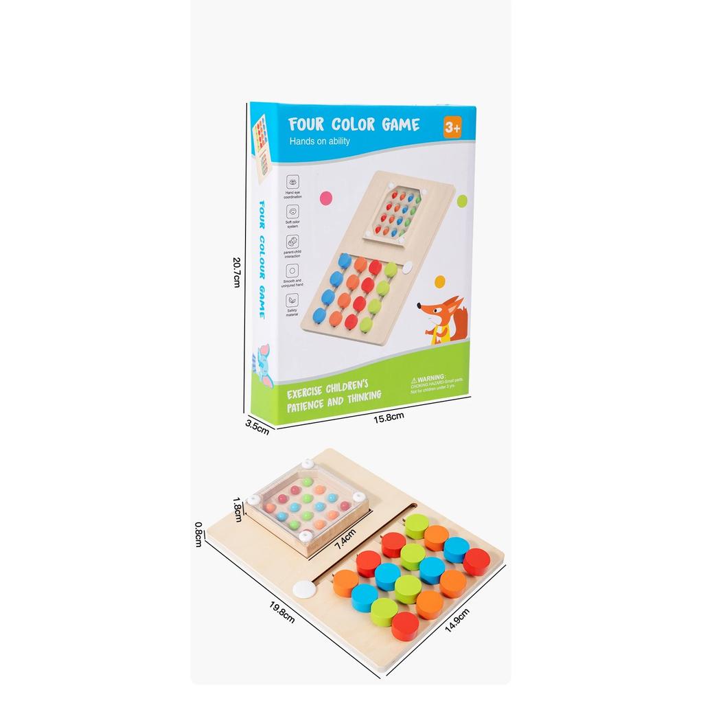 Montessori Wooden Shaking Bead Four-color Positioning Toy Color Shape Matching Cognition Learning Game Board Gifts for Children
