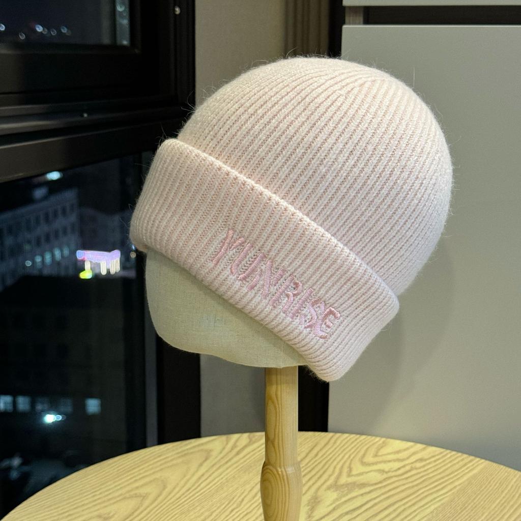 Bestickte Wollmütze für Herren im Winter Koreanische Version Vielseitig Verdickt und Warm Großer Kopfumfang Kältehut für Paare Trendig