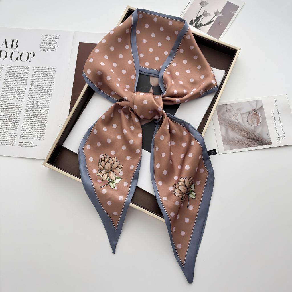 Luxury Print Scarf Skinny Ribbon Hairbands Women Neck Kerchief Foulard Hair Bands Scarves Bag Handle Ribbon 145*14Cm