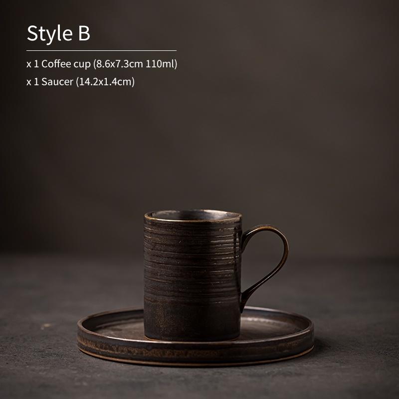 

Набор керамической кружки, чашки и блюдца 160 мл, японский стиль, винтажная кофейная чашка B