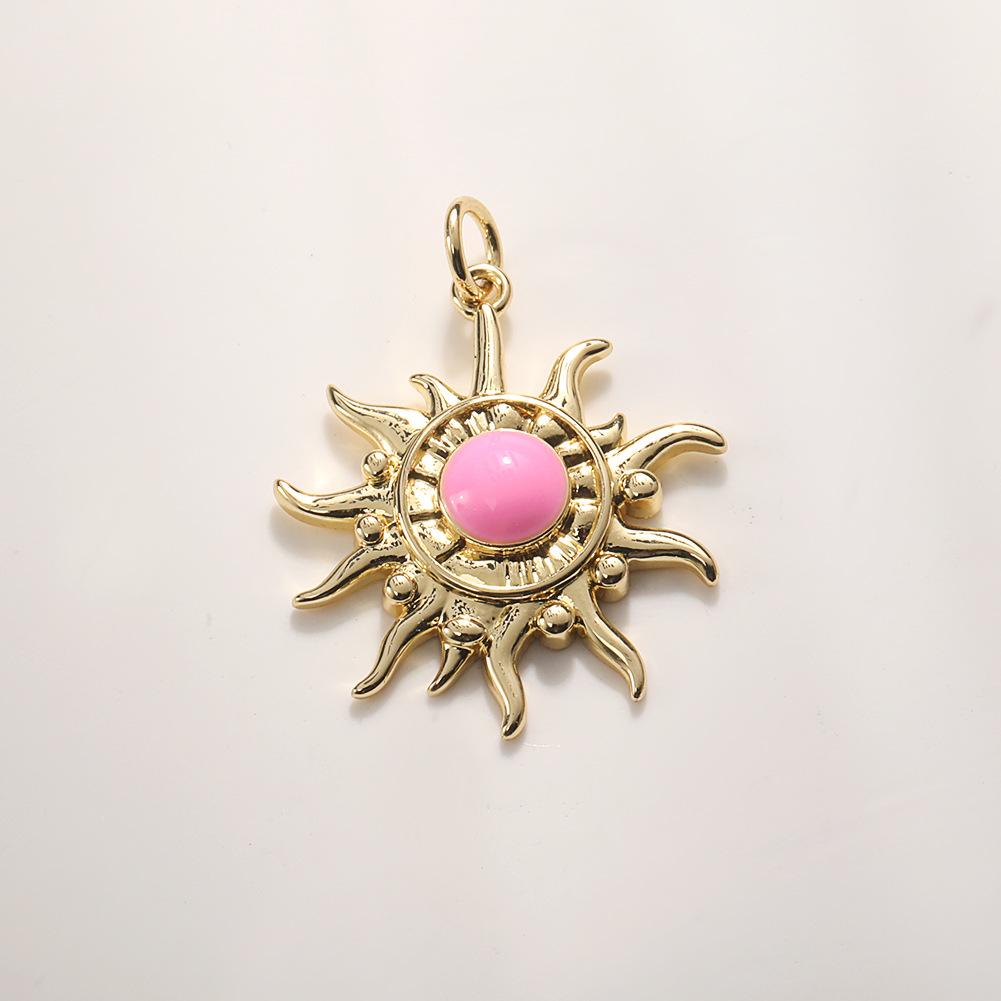 Trendy Sun Pendant Copper Gold-Plated Drip Oil DIY Jewelry: Necklace, Bracelet, Earring Accessories for Women