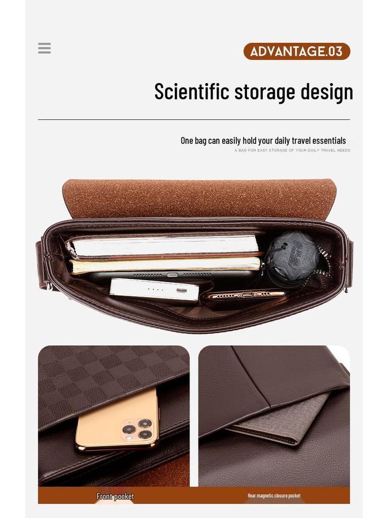Men's High-End Vertical Crossbody Business Bag - Large Capacity Casual Messenger Briefcase