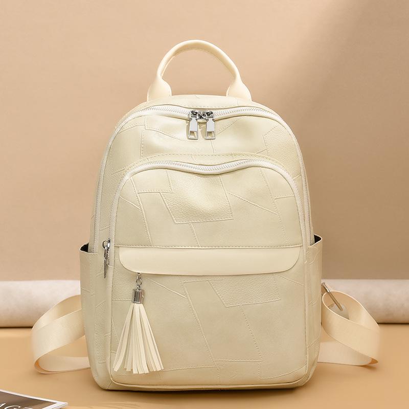 2025 Women's Vintage Soft Leather Tassel Backpack – Spacious, Stylish, and Versatile for Commute