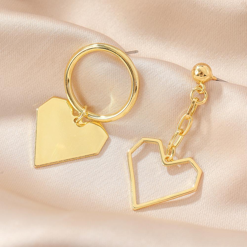 2022 Korean Fashion 18k Gold Plated Rhinestone Heart Shape Earrings Purple Crystal Heart Drop Earrings for Women