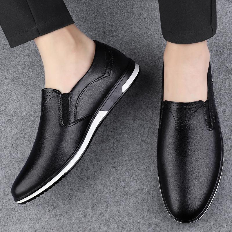 

Men s shoes 2025 summer new men s high-mouth waterproof foot leather shoes fashion British style soft sole breathable casual shoes 37