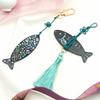 Fish Keychain Made with Traditional Knots and Mother-of-pearl - 1-person Set
