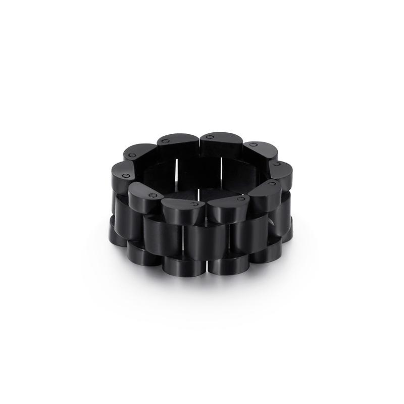 Pierścionek Stal Nierdzewna Męski Prosty Wiatr Pierścionek Łańcuszek do Zegarka Design Biżuteria Hip Hop