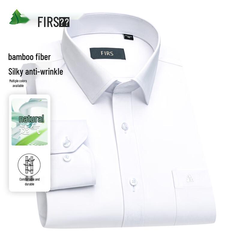 FIRS Men's Long Sleeve Business Casual Stretch Shirt with Bamboo Fiber