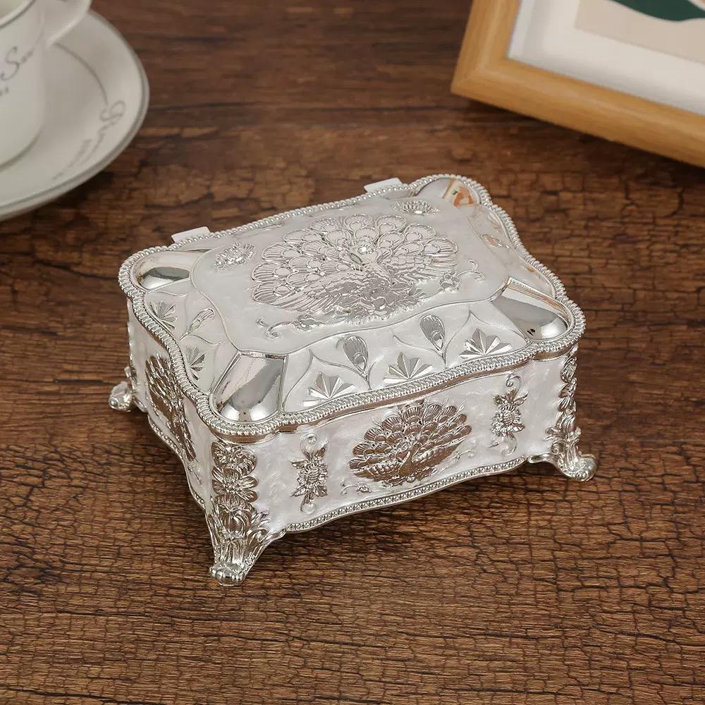 Portable Mini Jewelry Storage Box Travel Organizer Jewelry Case Alloy Storage Earrings Necklace Ring Organizer Display European