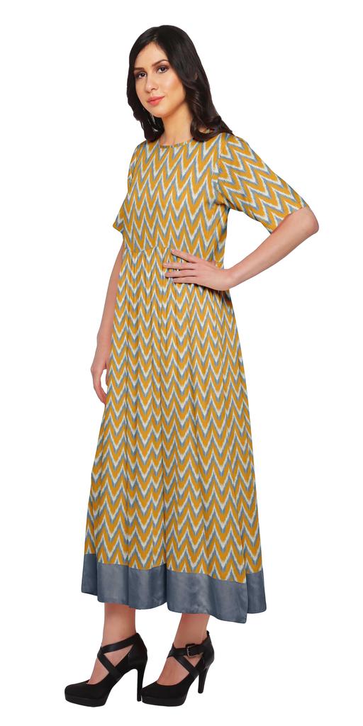 Moomaya Impresos Kurti Codo Manga T Nica Vestidos De Verano De La Mujer