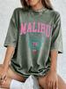 Malibu Beach Druck gewaschene T-Shirts Damen Baumwolle Kurzarm Tops Street Rundhals Oversized T-Shirts Hip Hop Trend Kleidung