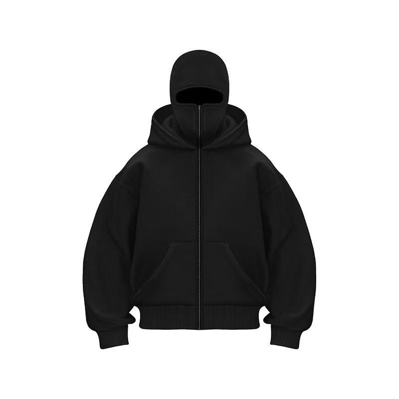 Mens Oversized Hooded Sweatshirt With Double-Layer Hood Fleece-Lined Zip-Up Pullover Fall