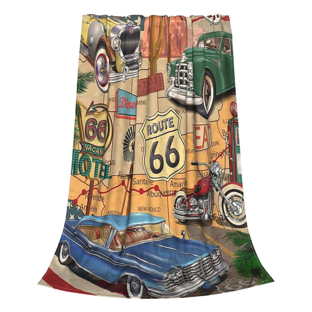 US Route 66 Blankets Multi-function Fleece Sofa Throw Blanket for Home Bedroom Travel Throws Bedspread Quilt