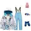 Children's Fashion Skiwear Set Boys' And Girls' Thickened Waterproof Thermal Ski Suit Five-Piece Outfit With Jacket And Trousers