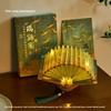 Chinese Fan Shaped Book Lamp Glass Bead Lamp Ancient Style Art Calligraphy Famous Paintings DIY Handmade Desktop Decoration
