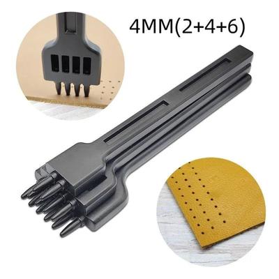 Herramientas de Cuero DIY Punzón de Acero Aleado Punzón Redondo para Cuero Punzón de 4 Agujeros Redondos Punzón para Enhebrar Hilo de Coser a Mano