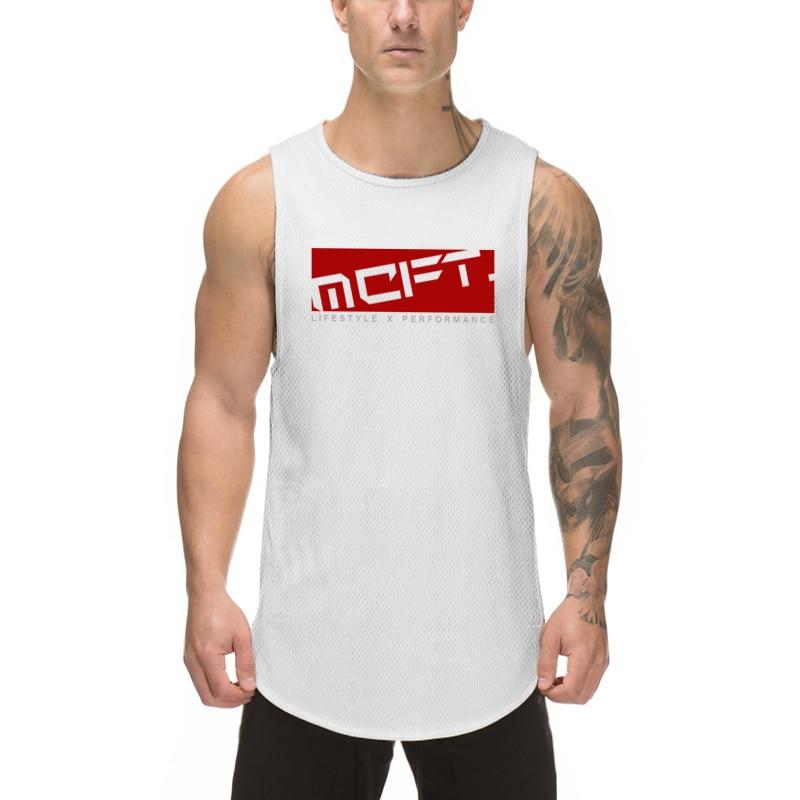 Muscleguys Men's Bodybuilding Clothes Summer Mesh Fitness Exercise Wide-shoulder Quick-dry Sleeveless T-shirts Printed Tank Tops Basketball