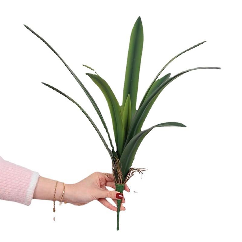 1Pc Fake Flower Shopping Mall Decoration Soft Rubber Home Decor Simulation Green Plants DIY Artificial Cymbidium Leaves Plastic