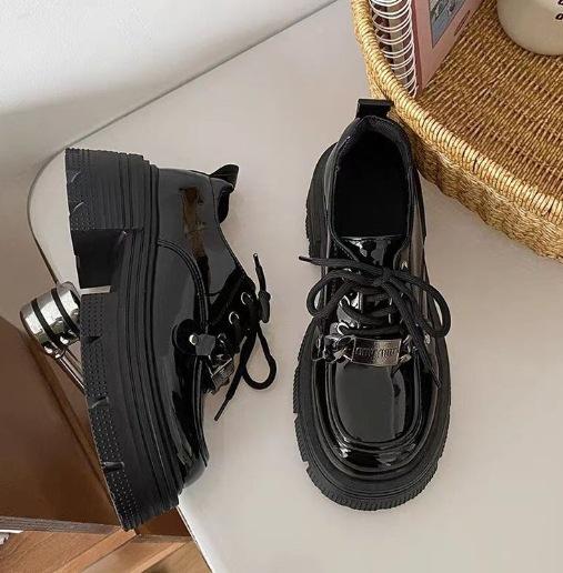 

Small leather shoes women s new autumn versatile lace-up retro casual niche platform single shoes 35