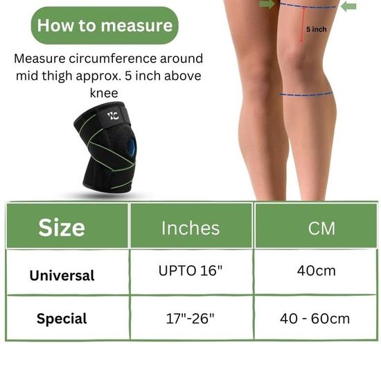 Wonder Care Compression Knee Support with Side Stabilizers & Patella Gel Ring, Adjustable Knee Brace for Joint Pain Relief (Special,1Unit)