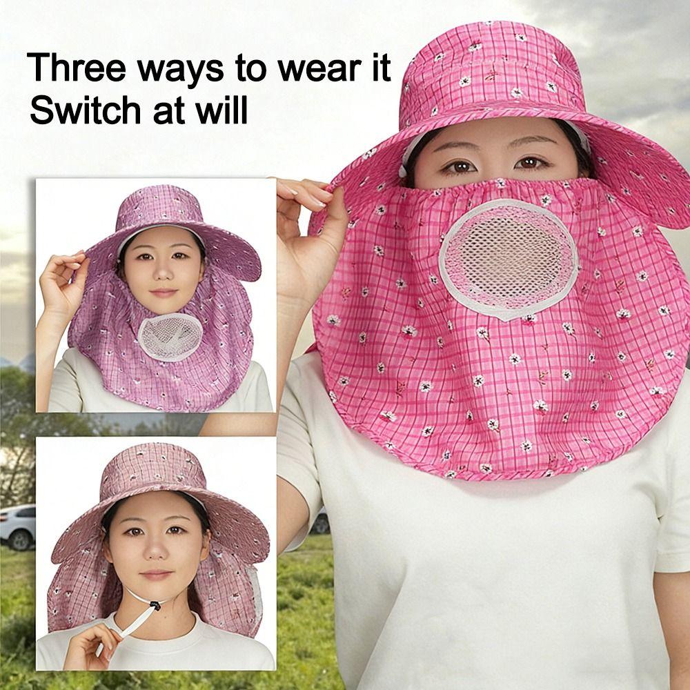 Fordable Sun Hat Wide Brim Fisherman Hat Fashion Face Hood Hat  Women