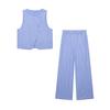 2025 Women's Slim Fit Striped Vest and Mid-Waist Long Pants Set for Spring/Summer