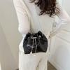 Fashion-forward Black And Silver Sequin Bucket Bag Versatile Single Shoulder Crossbody Bag For Women