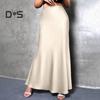 Women Fishtail Skirt High Waist Solid Color Smooth Surface A-Line Maxi Skirt Work Leisure Daily Wear
