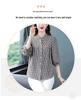 Women's Fashionable Red Plaid Stand-Up Collar Blouse - Seven-Sleeve Loose Fit for Summer 2025