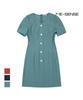 MESENSE V-Neck Button Belted Short Sleeve Dress_Mb15Opp108A