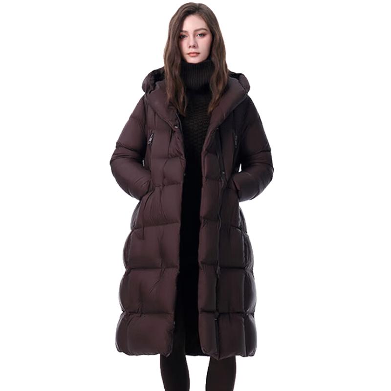 Jinyujie Women's 2025 Winter Hooded Long Puffer Down Jacket