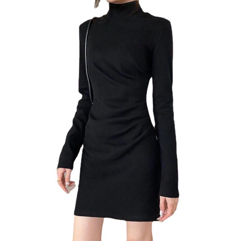 Woman Fashion Round Neck Long Sleeves Slim Dress Sexy Package Hip Tight  Base Skirt Leisure Solid Color Cotton Dress  buy the best products in the  Ayzeze online store
