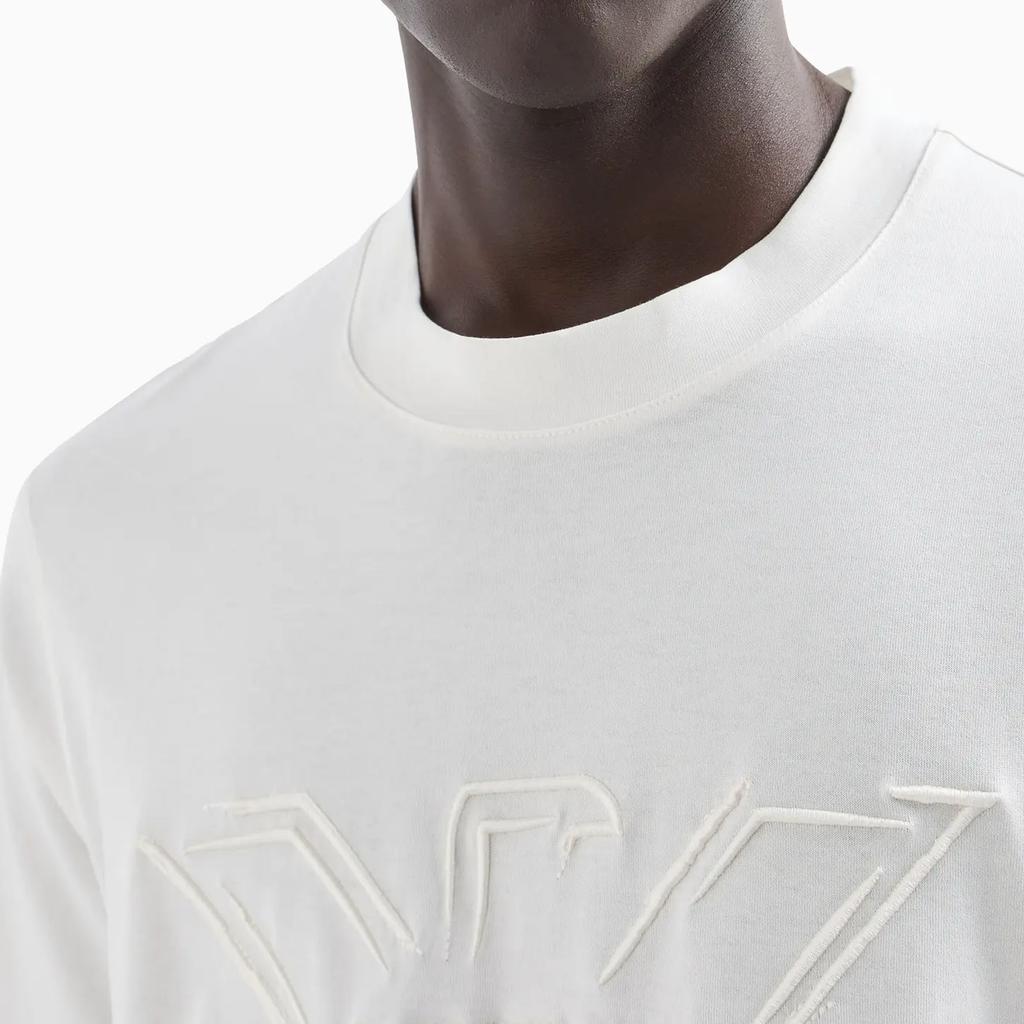 Emporio Armani Solid Color Logo Embroidered Round Neck Short Sleeve T-Shirt Men tops White 6D1TQ7-1JOCZ-01C7