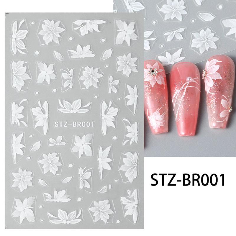 Elegant Hand-Painted Magnolia Snowflake Nail Stickers - Durable, Thin, and Stylish 5-Petal Flower Design