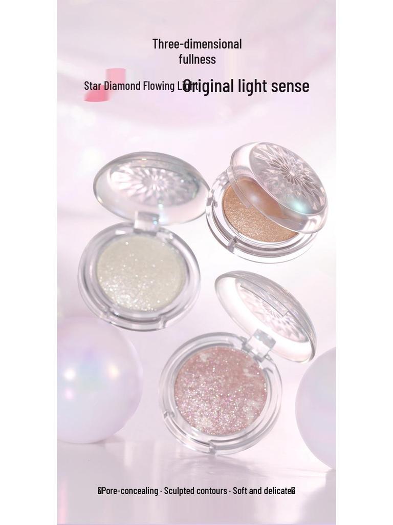 WODWOD Starry River Glitter Highlighter: Three-Dimensional Shimmer Powder for Bright, Sculpted Contours.
