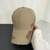 Side letter embroidery washed cap summer versatile big head circumference visor street tide baseball cap men