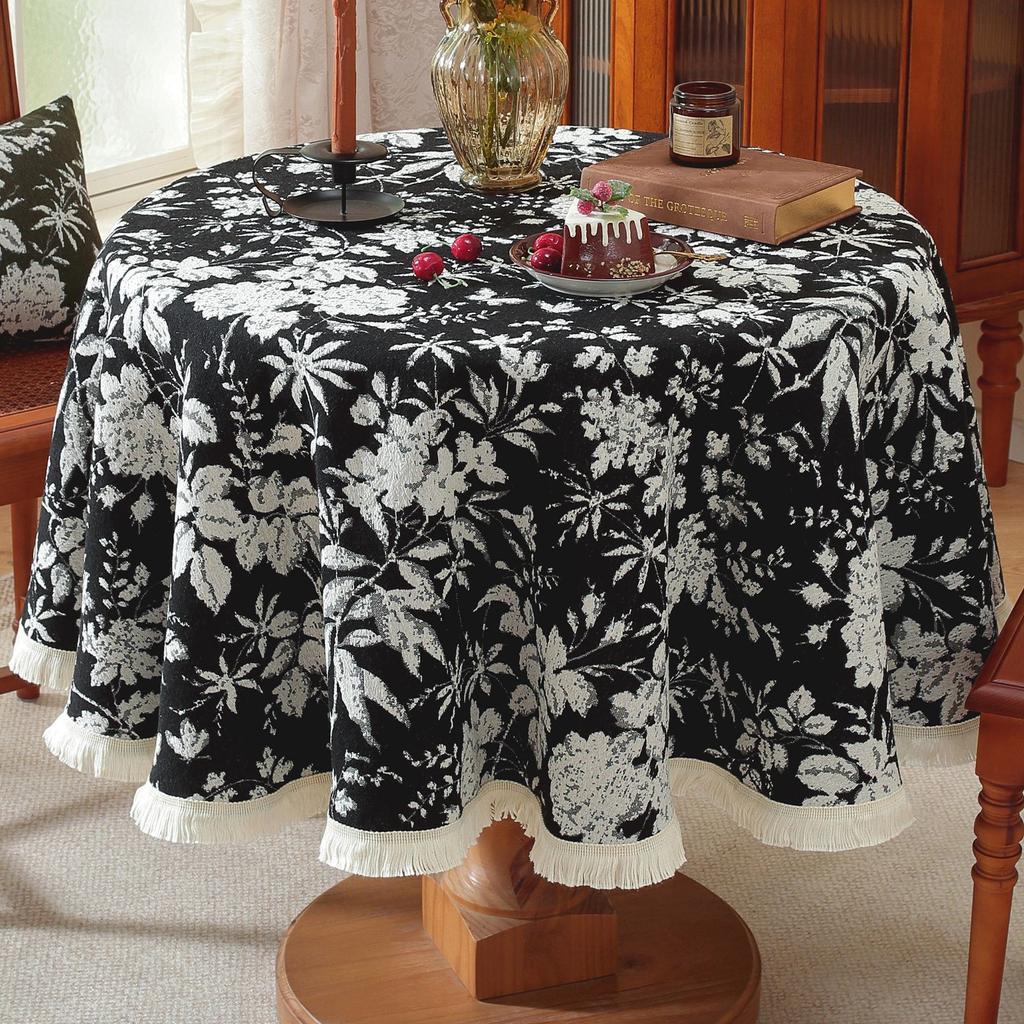 Tablecloth Round Tassel Tablecloth Thickened Fabric Plant Flower Decoration Supply