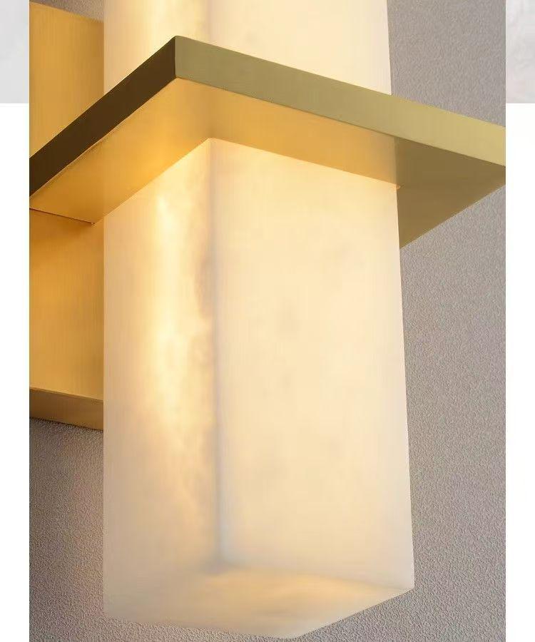 Modern Minimalist Marble and Copper Wall Lamp for Living Room, Study, and Bedroom