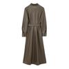 Women's 2025 Faux Leather Long-Sleeve Belted Shirt Dress – Winter Collection