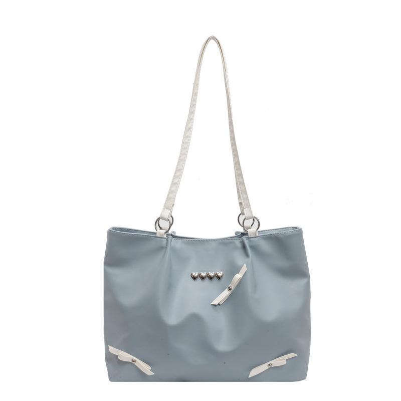 

Корейська версія милої сумки з бантом Сумка для приміських поїздок великої місткості контрастного кольору сумка через плече мила дівчина сумка під пахву синій