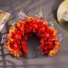 Sophisticated Floral Crown Hair Bands Traditional Ethnic Hair Accessory Double sided Fabric Flower Headband for Women