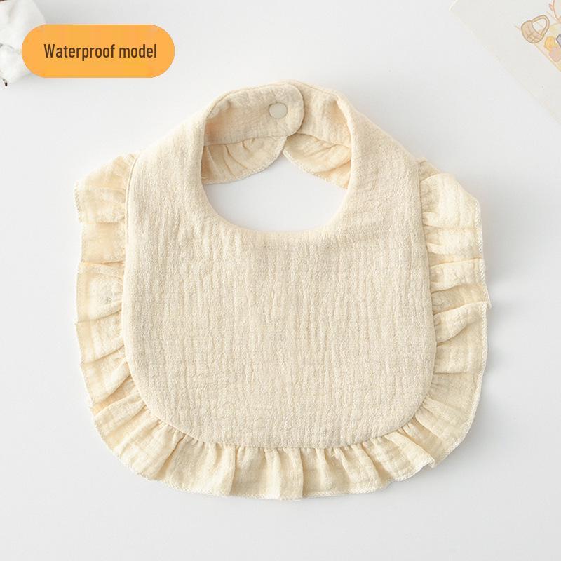 Ruffle Lace Waterproof Cotton Baby Bib (Seven-Layer Gauze)
