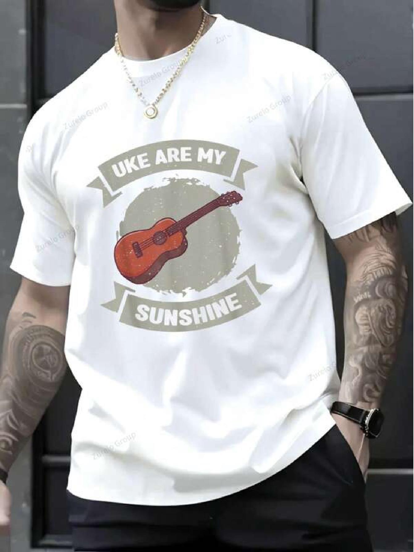Uke Are My Sunshine Funny Uke Music Ukulele Musician T-shirt - 100% Cotton Summer Tops Graphic T-shirt L